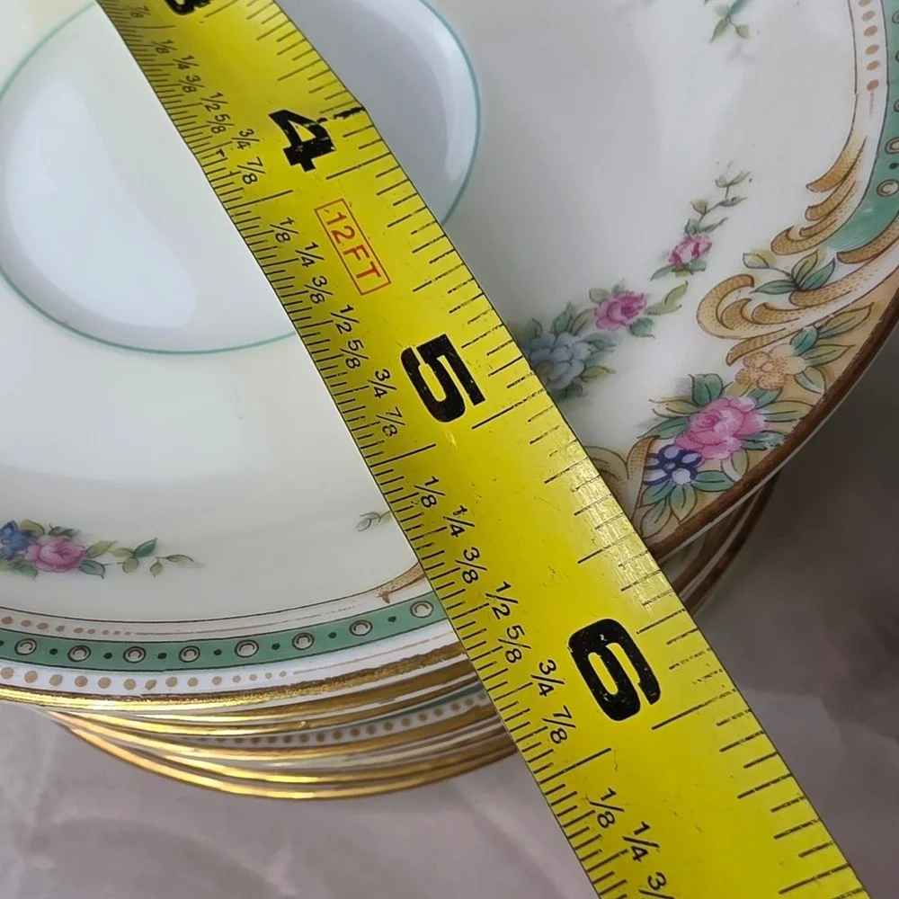 Vintage Noritake Plaza China‎ Saucers Set of 5 Floral Gold Trim Japan 5.5 Inch